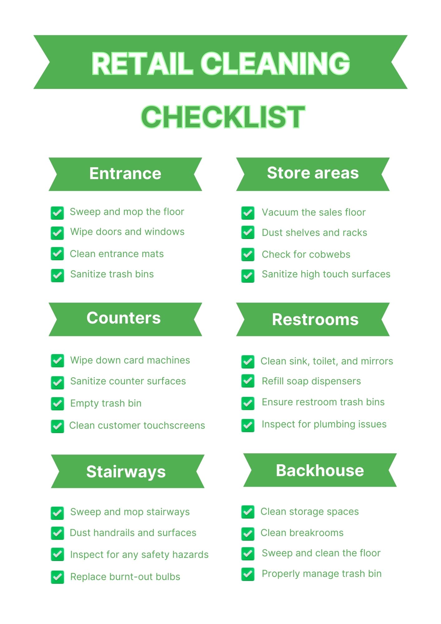 Retail cleaning schedule